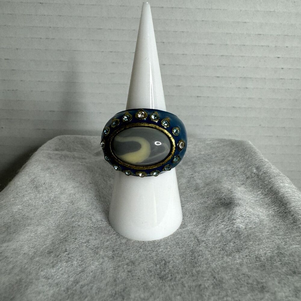 Lia Sophia Taj Mahal Ring Size 8 Turquoise Brass Tone Retired